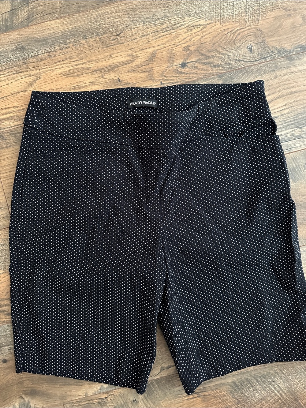 Hilary Radley Navy Shorts with White Microdot Print